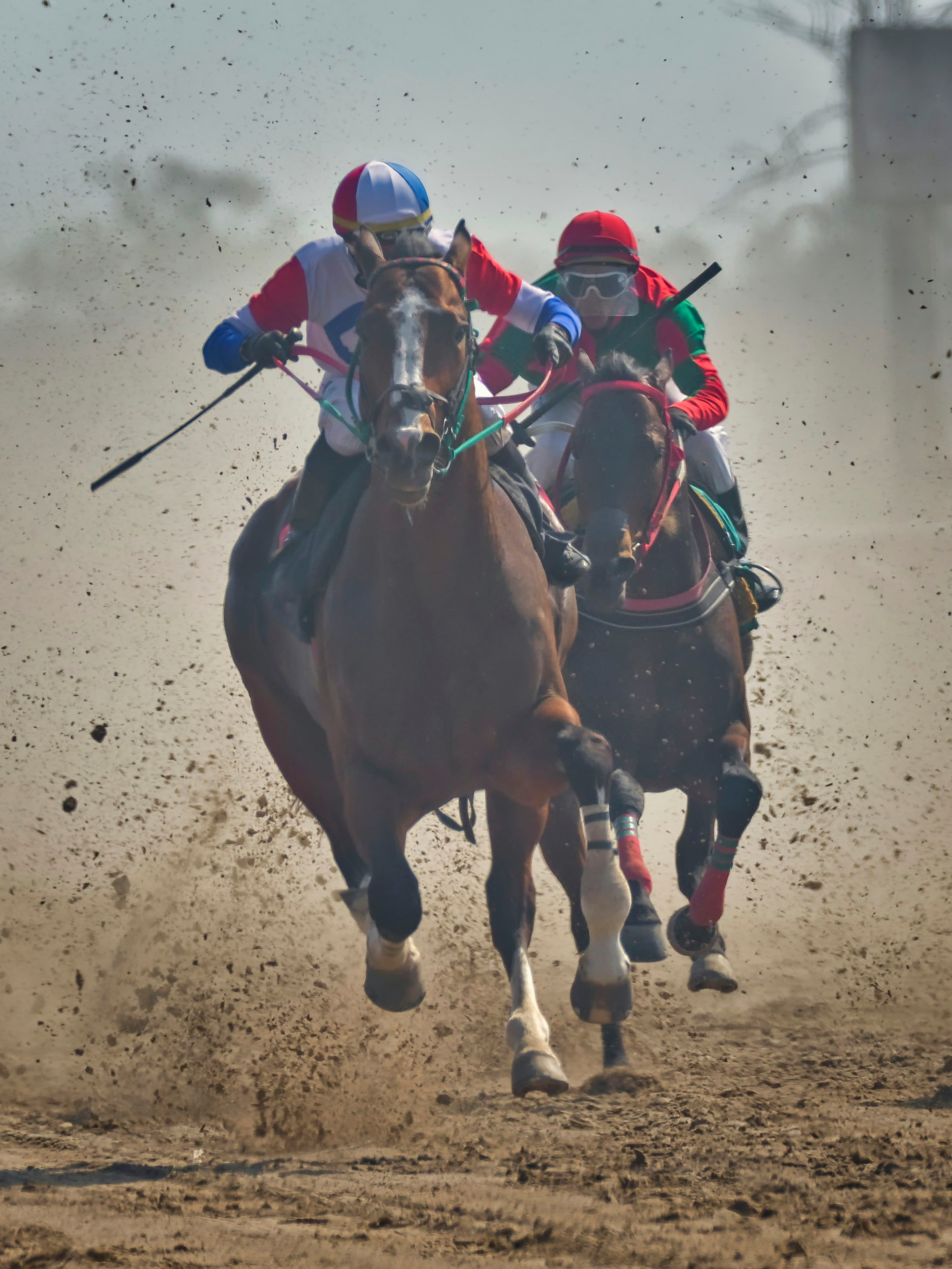 Two jockeys riding horses. Photo by Daniel Sánchez on Unsplash
